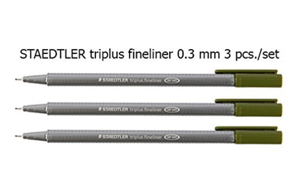 Staedtler Triplus Fineliner 334-57 Tips - Olive Green 3 Pens