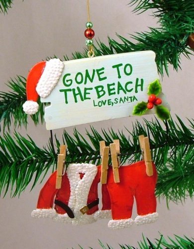 Cape Shore Santa Gone to The Beach Christmas Ornament,Metal (Regular)
