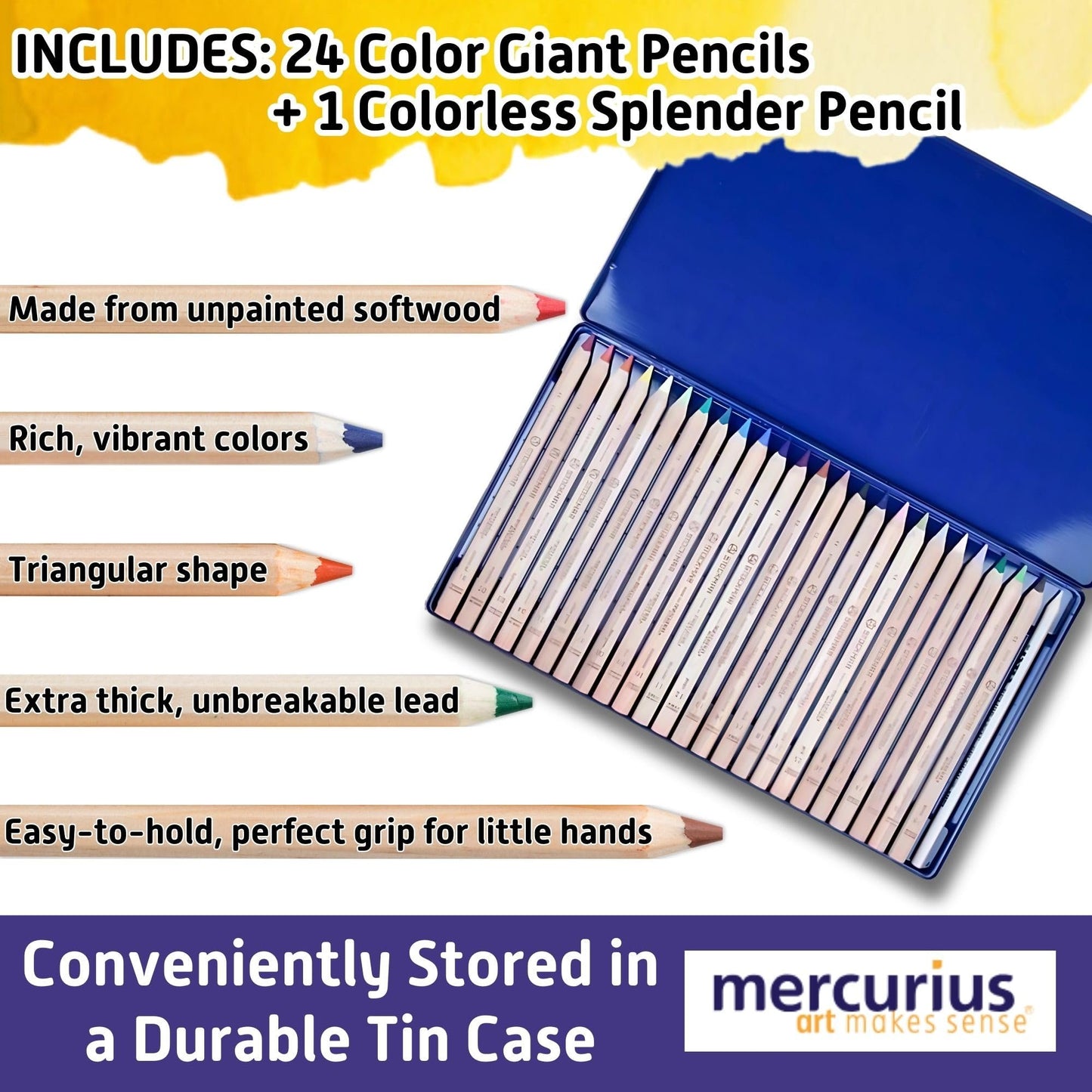 Mercurius Stockmar AMS Color Giants, Set of 24, Tin Case