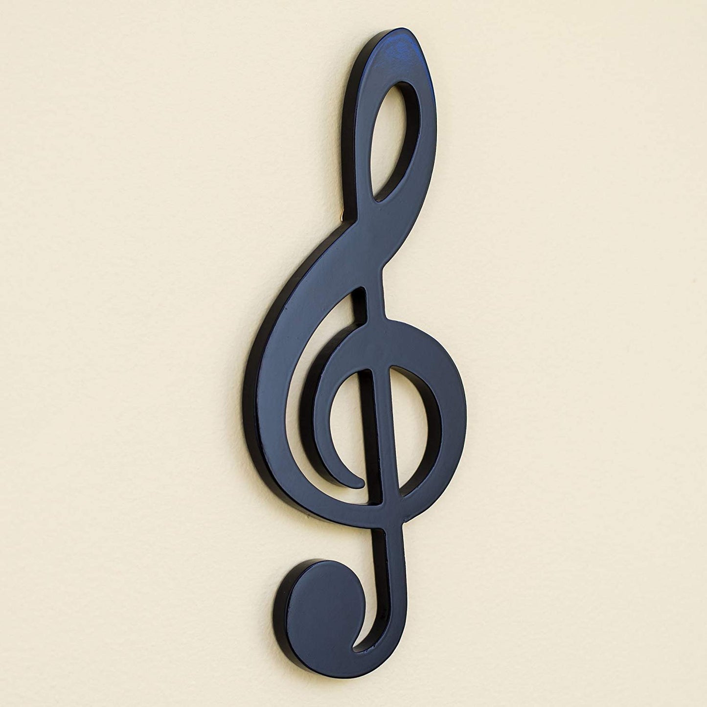 Broadway Gifts Treble Clef Music Note Glossy Black 9 Inch Wood Hanging Wall Decoration