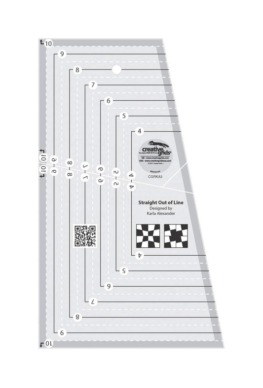 Creative Grids Straight Out of Line Quilt Ruler – CGRKA3 – Made in USA, 6in x 10in, Non-Slip Grip Acrylic Quilt, Sewing, Crafting, Patchwork Ruler & Template