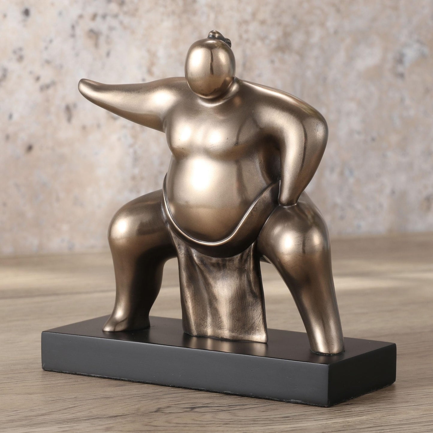Veronese Design 4 7/8 Inch Japanese Abstract Sumo Wrestler Squat Resin Figurine Bronze Finish