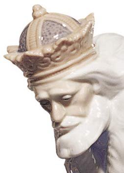 LLADRÓ King Melchior Nativity Figurine-Ii. Porcelain Three Wise Men Figure.