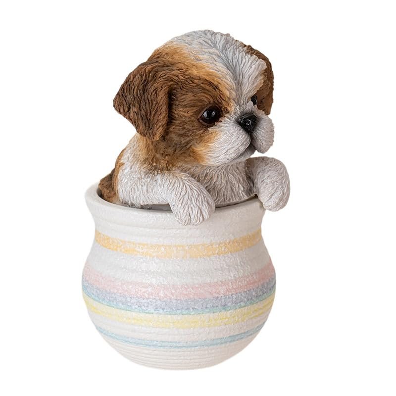 Pacific Giftware Shih Tzu in Pot, Decorative Statue with Shih Tzu in Pot, Keepshake Piece of Any Dog Lover