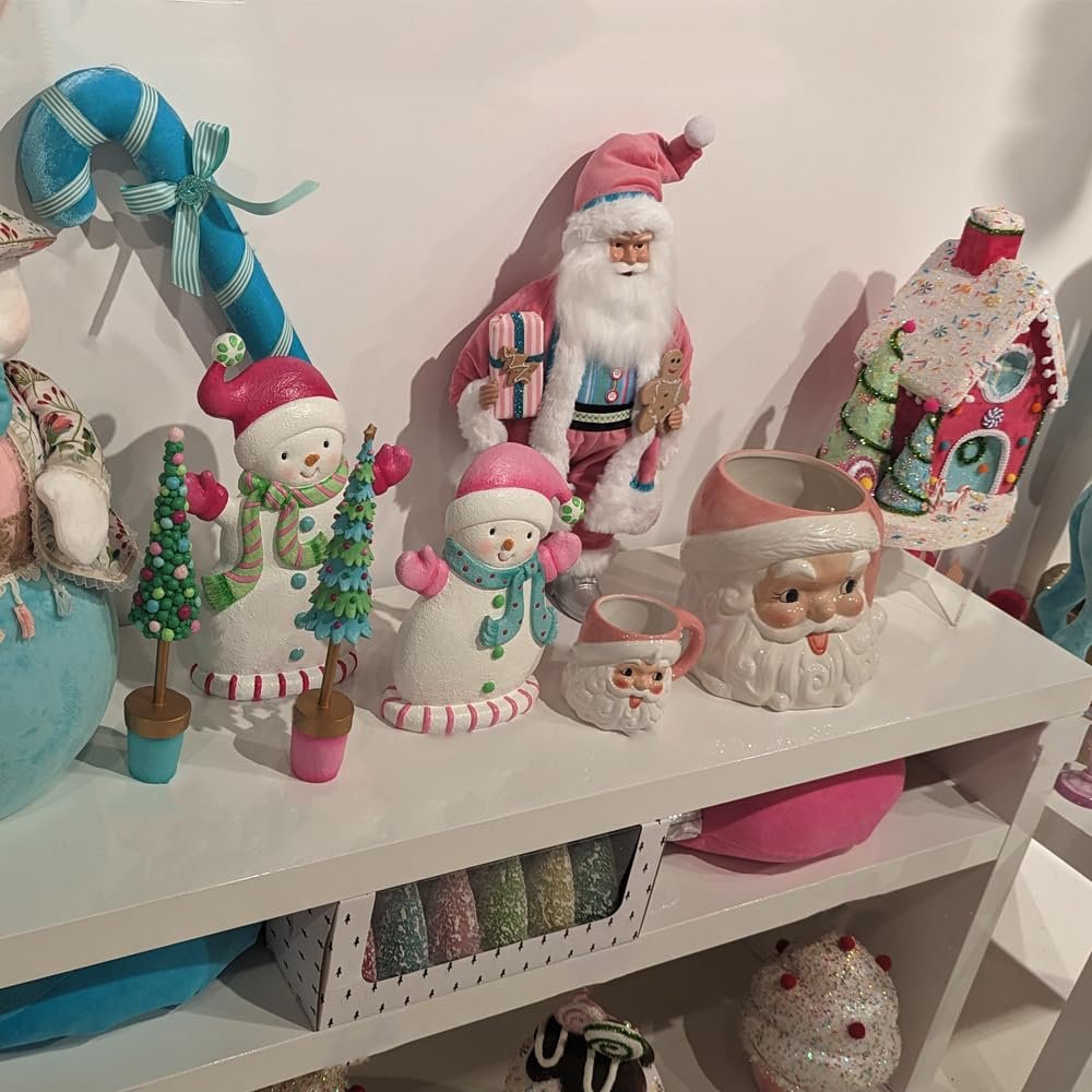 December Diamonds North Pole Sweet Shoppe Pink Santa Head Planter - Fun Christmas Planter for Home Decor