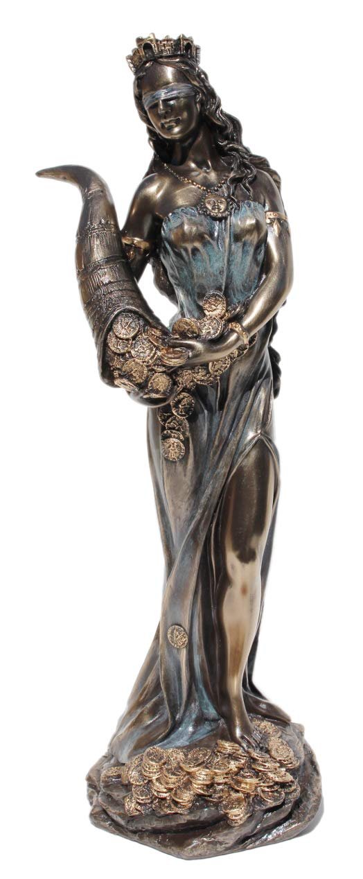 11.38 Inch Blinded Greek Goddess Fortuna Cold Cast Bronze Figurine