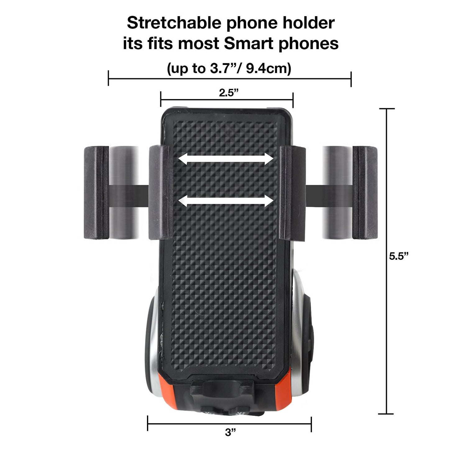 SONDPEX E-Bike & Bicycle Phone Holder with Bluetooth Speaker and LED Spotlight, Waterproof, Shock Resistant