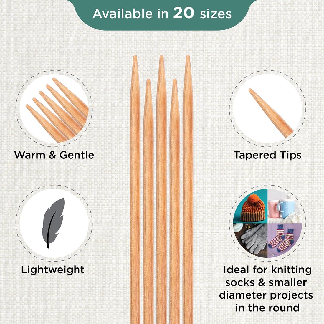 KnitPro Basix Beech Double Pointed Needles 8" (20cm)