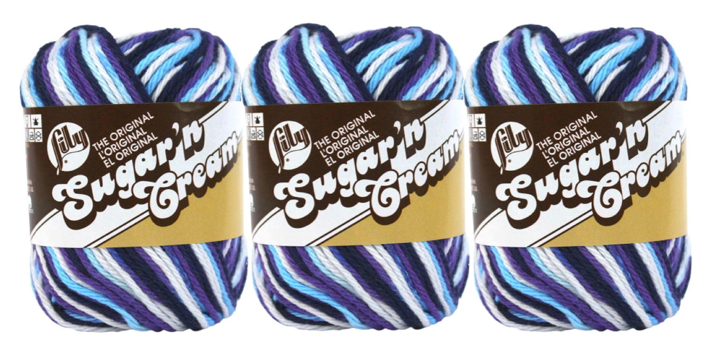 Bulk Buy: Lily Sugar 'n Cream 100% Cotton Yarn (3-Pack) Ombres, Prints, Scents & Stripes (Moondance #2135)