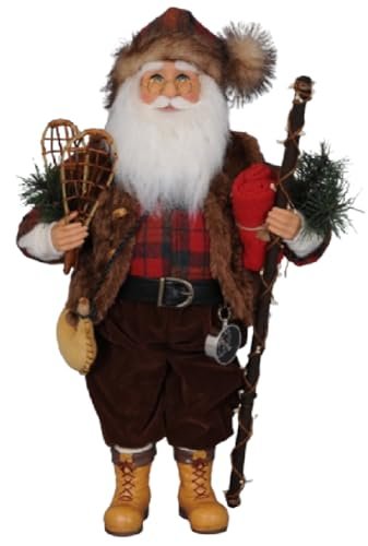 Karen Didion Originals Mountaineer Santa Figurine, 17 Inches - Handmade Christmas Holiday Home Decorations and Collectibles