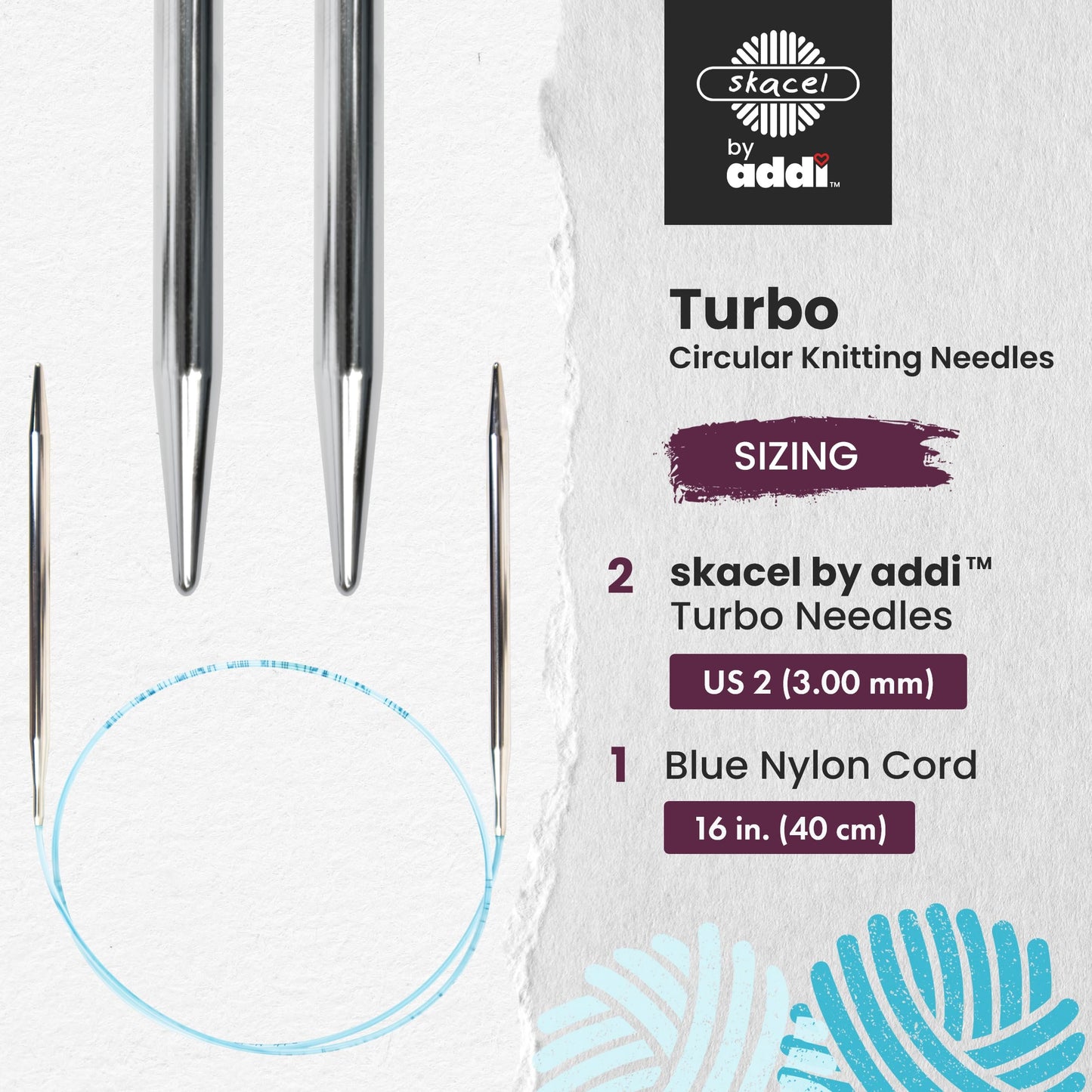skacel by addi Circular Turbo Knitting Needle, 16 Inch