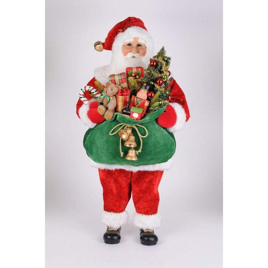 Karen Didion Originals Lighted Bearing Gifts Santa Figurine, 37 Inches - Handmade Christmas Holiday Home Decorations and Collectibles