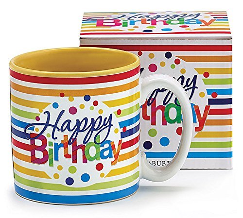 Burton & Burton 9726884 Mug Birthday Stripes Ceramic Decal, Multicolor