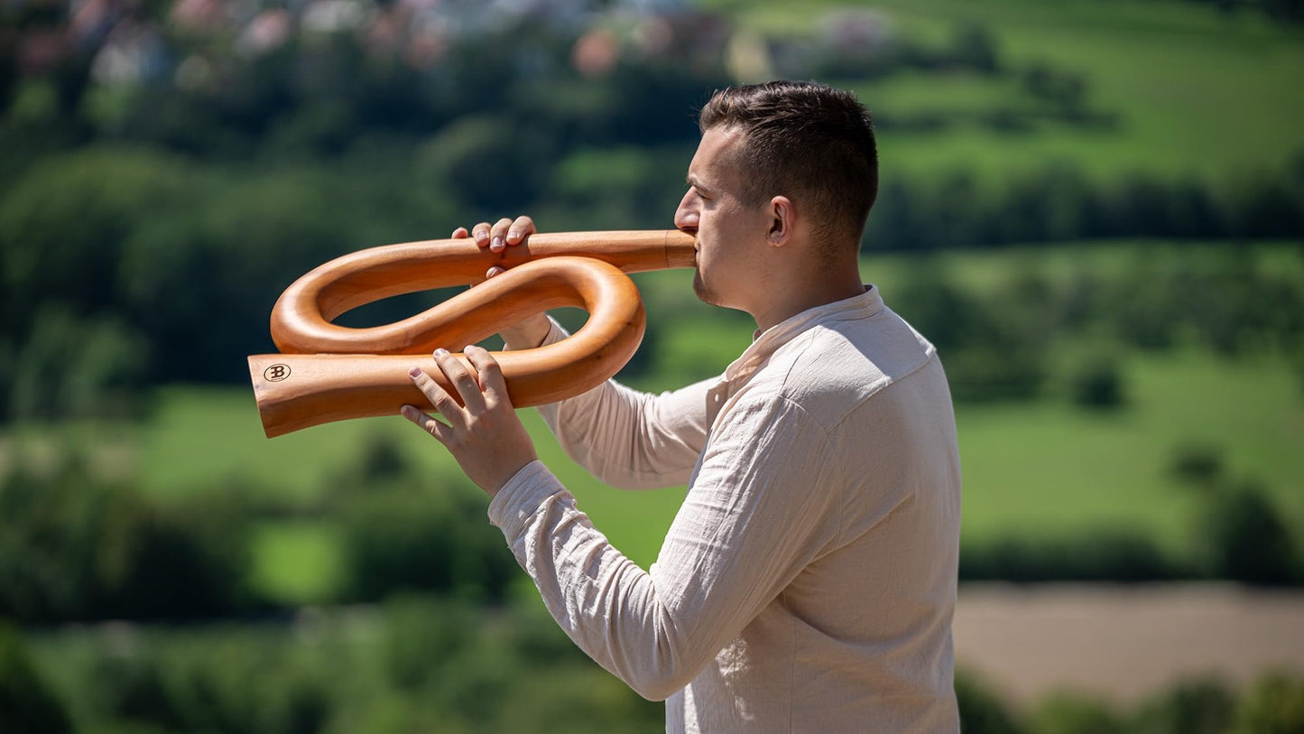 Meinl Sonic Energy S-shaped Professional Didgeridoo for Sound Healing Therapy, Yoga, Meditation and Circular Breathing — NOT MADE IN CHINA — 19.7" Mahogany Shell, Tuned to C, DDPROFSC