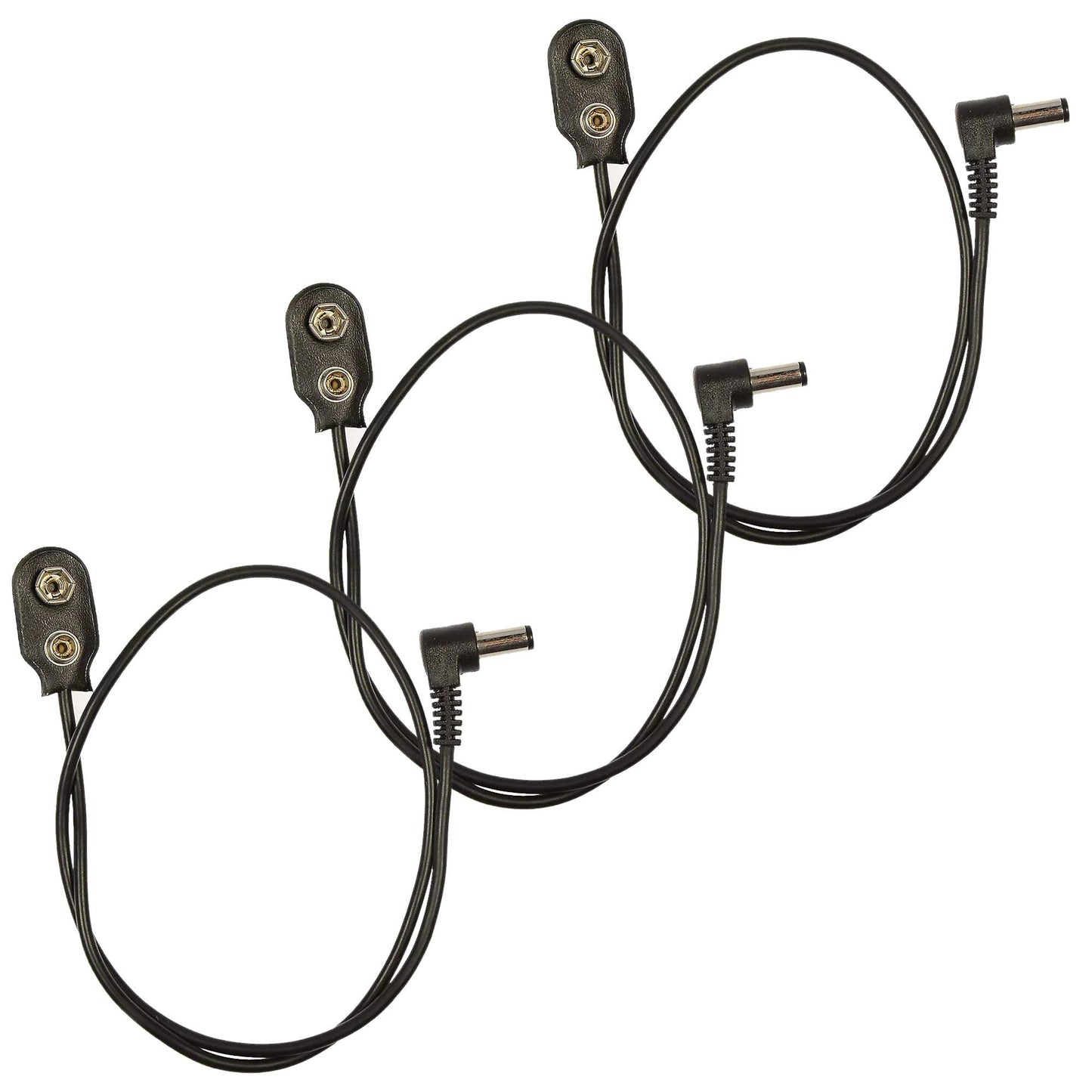 Voodoo Lab Cable 2.1mm to Battery Snap Right-Straight 18" 3 Pack Bundle
