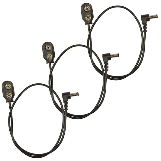 Voodoo Lab Cable 2.1mm to Battery Snap Right-Straight 18" 3 Pack Bundle