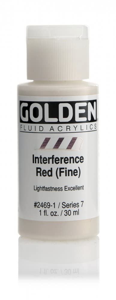 Fluid Acrylics by GOLDEN, Interference Red (Fine), 1 fl. oz. Bottle, Professional Acrylic Paint, Transparent
