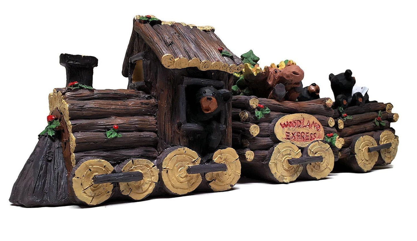 Slifka Sales Co. 3 Piece Bear and Moose Woodland Express Holday Decor Train