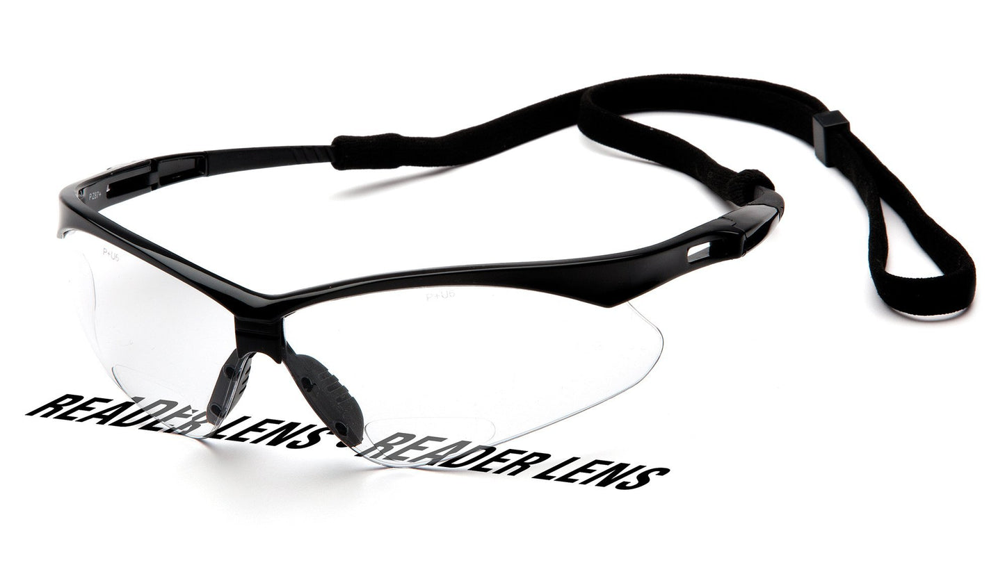 Pyramex PMXTREME Readers Bifocal Safety Glasses Eye Protection Clear +1.5 Bifocal Lens Includes Cord