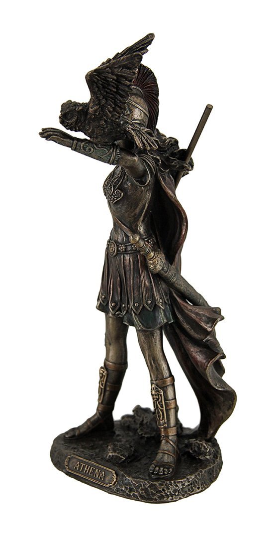 Athena - Resin, Greek Goddess Of Wisdom And War with Owl Statue