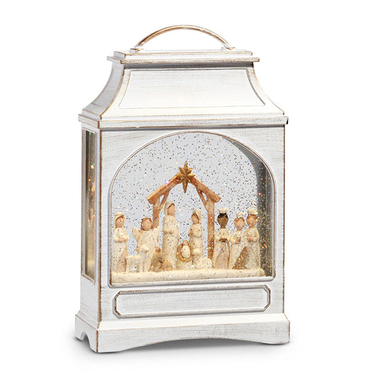 Raz Imports Nativity Lighted Musical Water Lantern, 11-inch Height, Christmas Decor