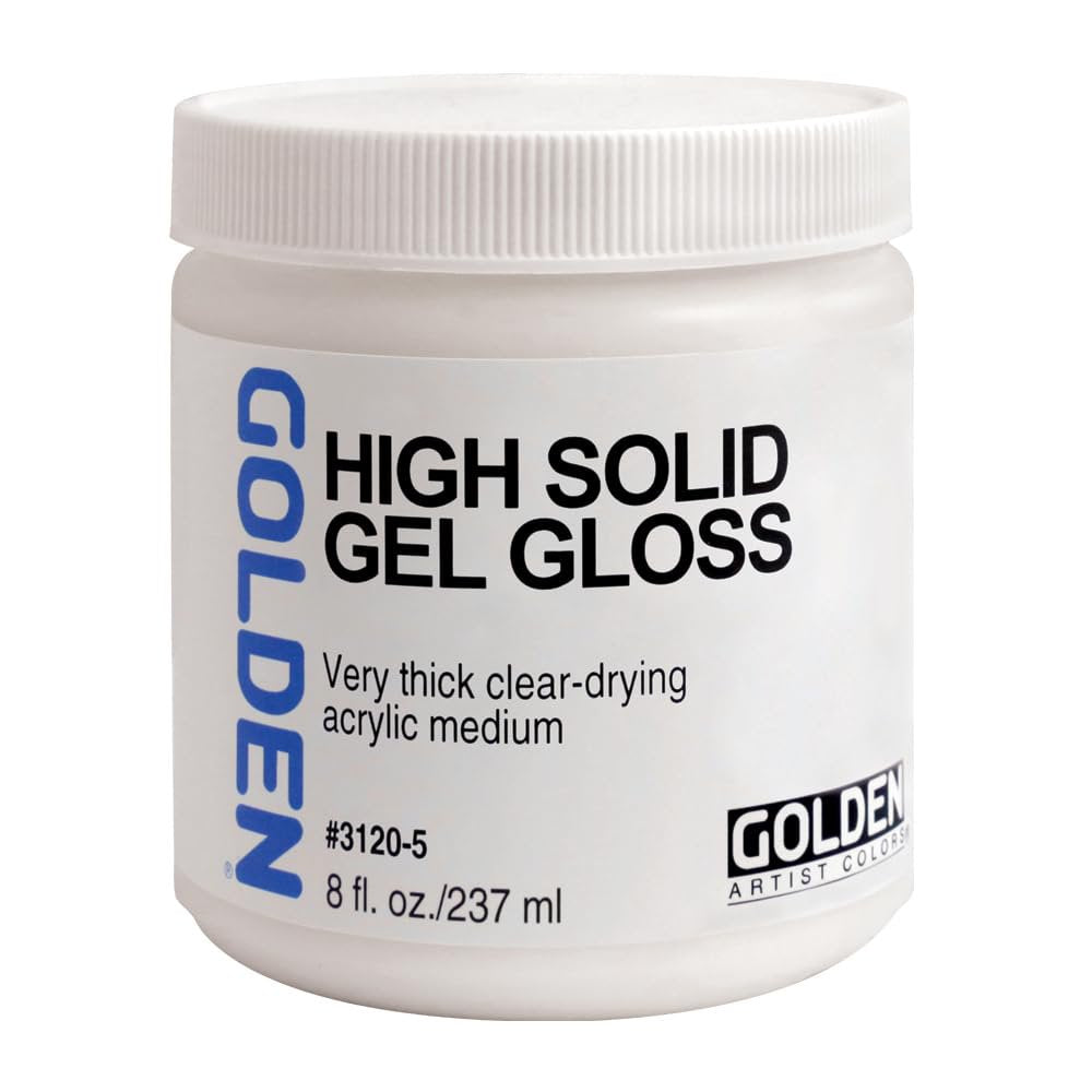 High Solid Gel Gloss by GOLDEN, 8 fl. oz. Jar, Professional Acrylic Gel Medium, Transparent