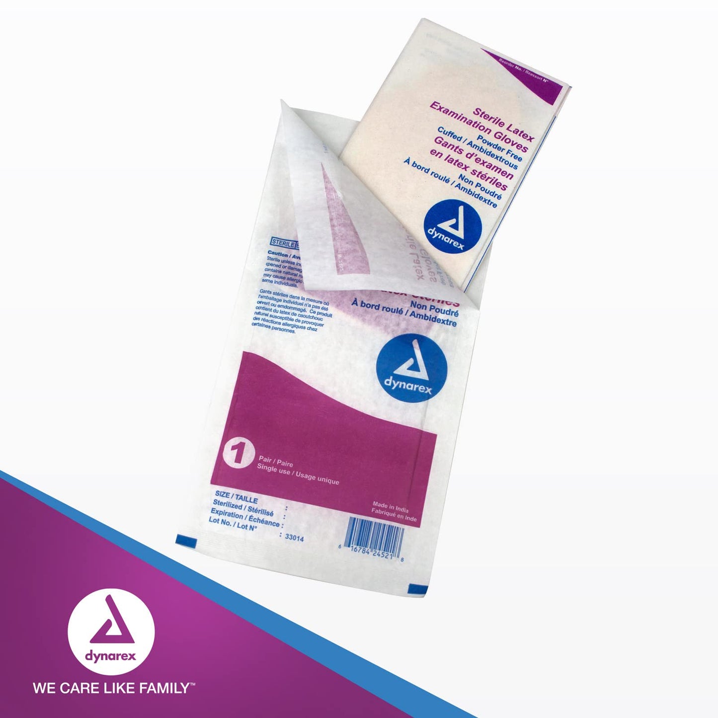Dynarex Sterile Disposable Latex Exam Gloves, Powder-Free, Sterilely Packaged in Pairs, Medical and Healthcare Use, Bisque, Small, 1 Box of 50 Pairs