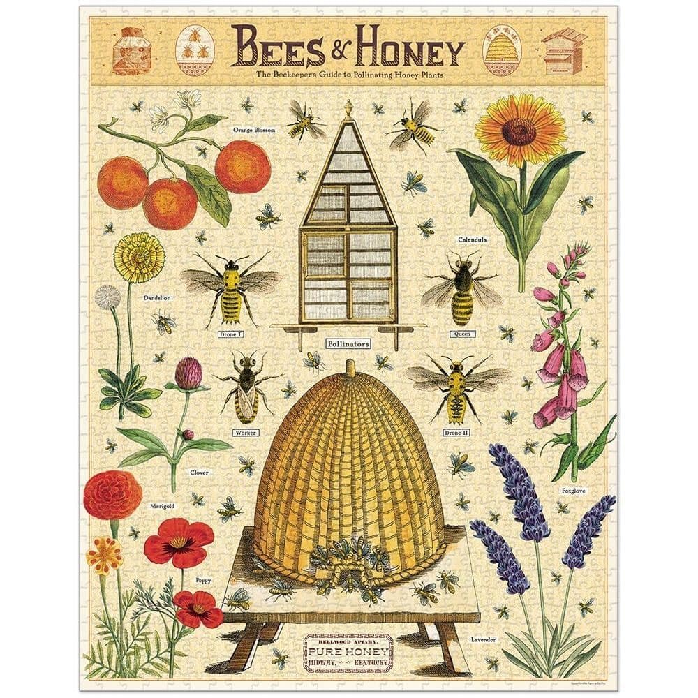 Cavallini Papers & Co. Bees & Honey 1,000 Piece Puzzle, Multi