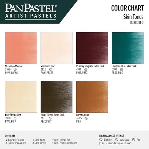 PanPastel Artist Pastels by GOLDEN, Skin Tones Set, 7 Color, Professional Artist Pastels, Unique Pan Format (cake-like)