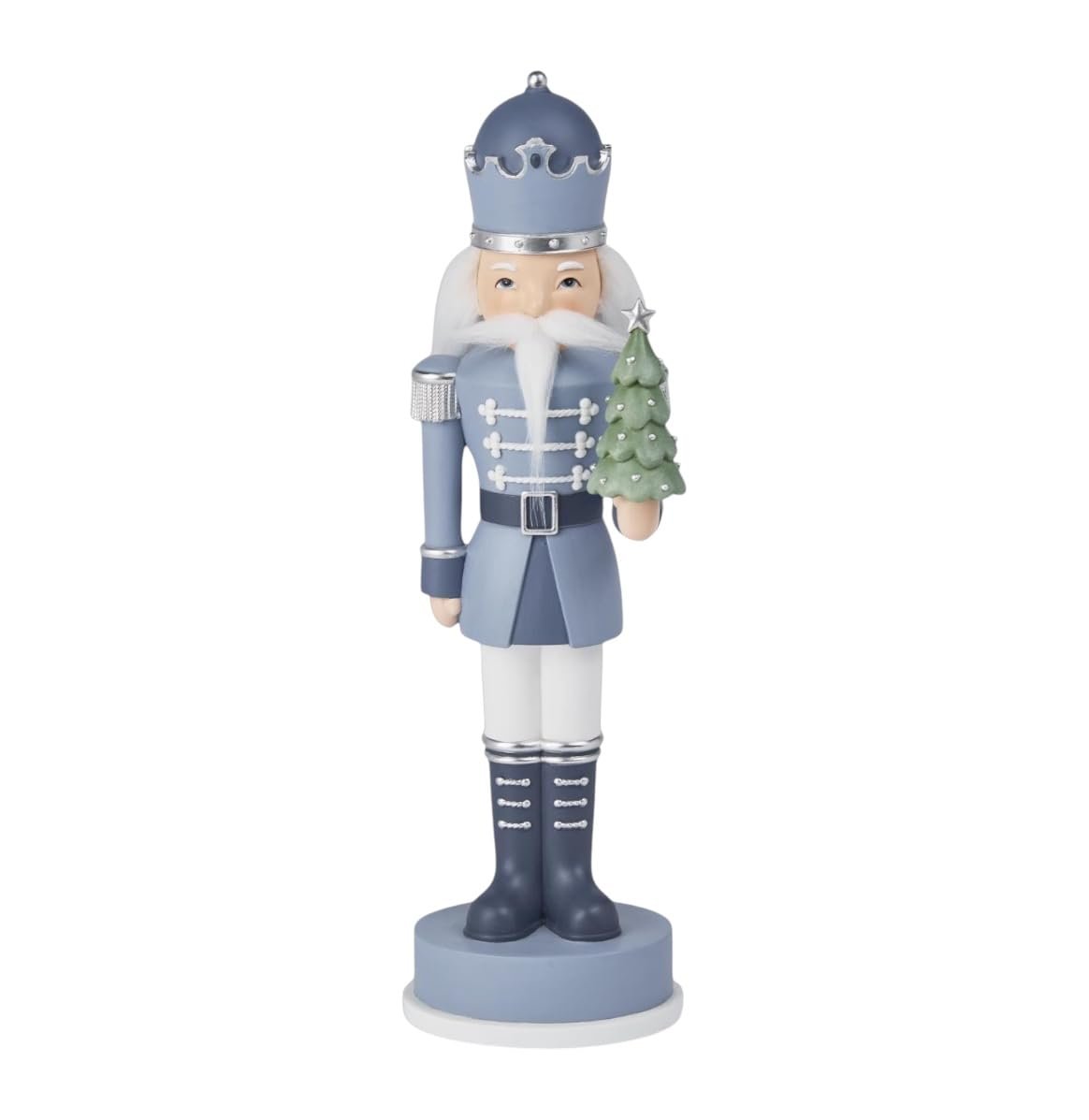 December Diamonds 14-Inch Blue Nutcracker with Christmas Tree – Decorative Holiday Figurine – Festive Tabletop Display New 2025