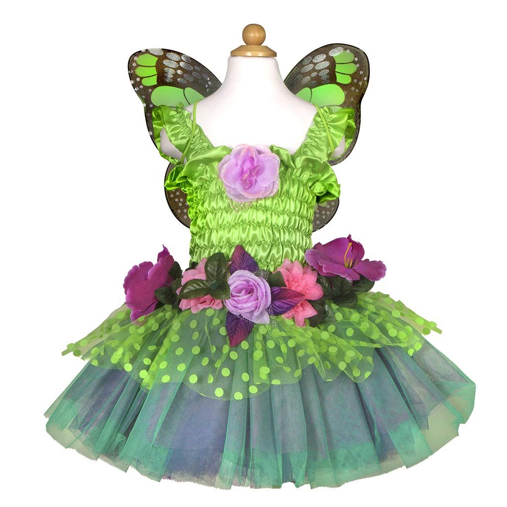 Great Pretenders Fairy Blooms Deluxe Dress with Wings, Green, Medium