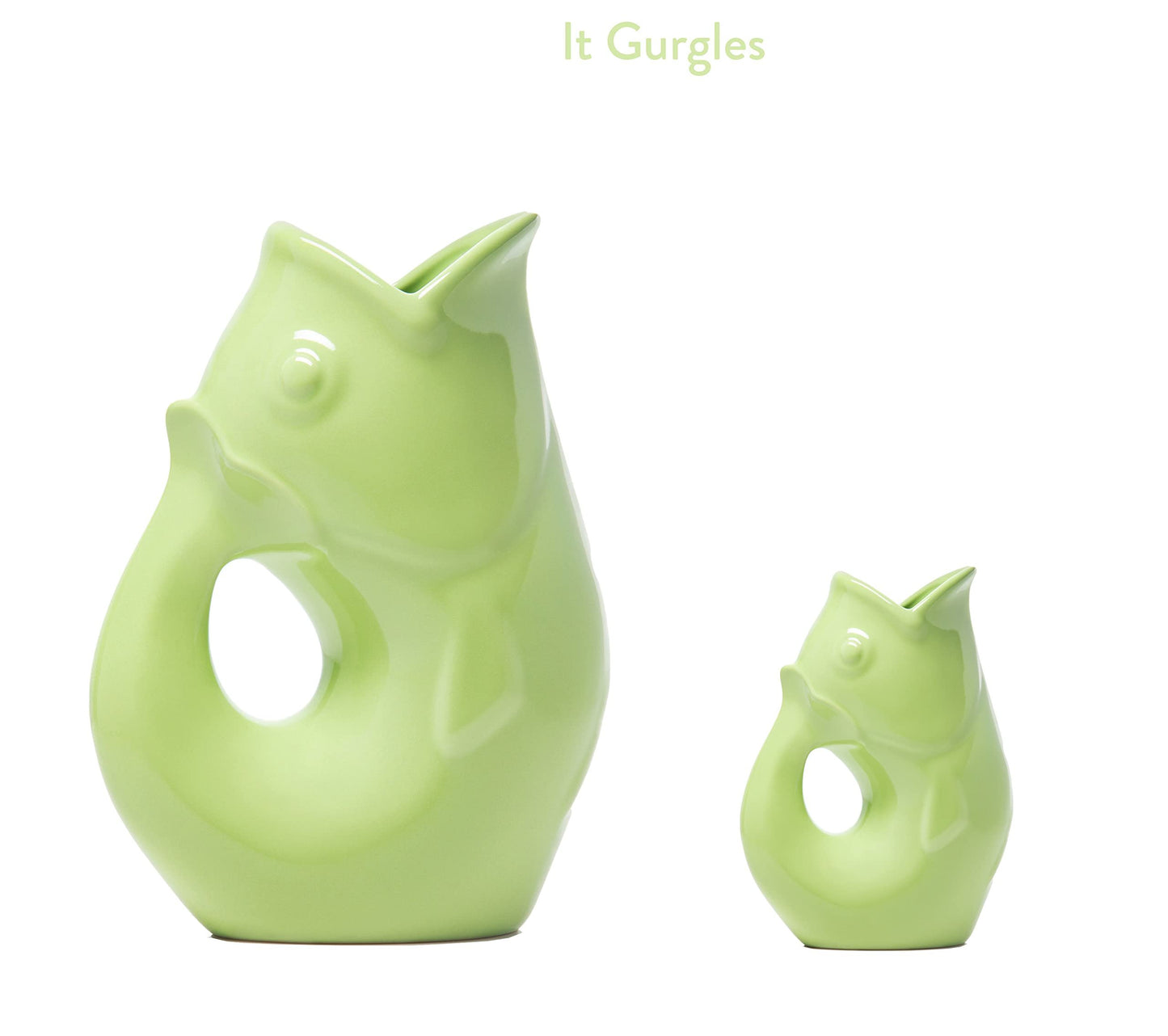 Gurgle Pot - Set of 2, Patina Green, French Inspired Design, Large Pitcher 42 oz. with baby 3 oz.