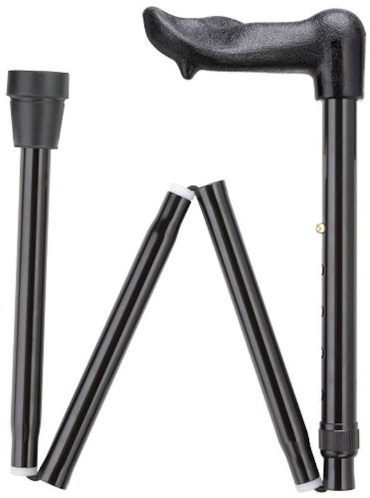 Unisex Molded Palm Grip Folding Adjustable Aluminum Folding Walking Cane - 33" to 37" (Left Hand Grip, Black)