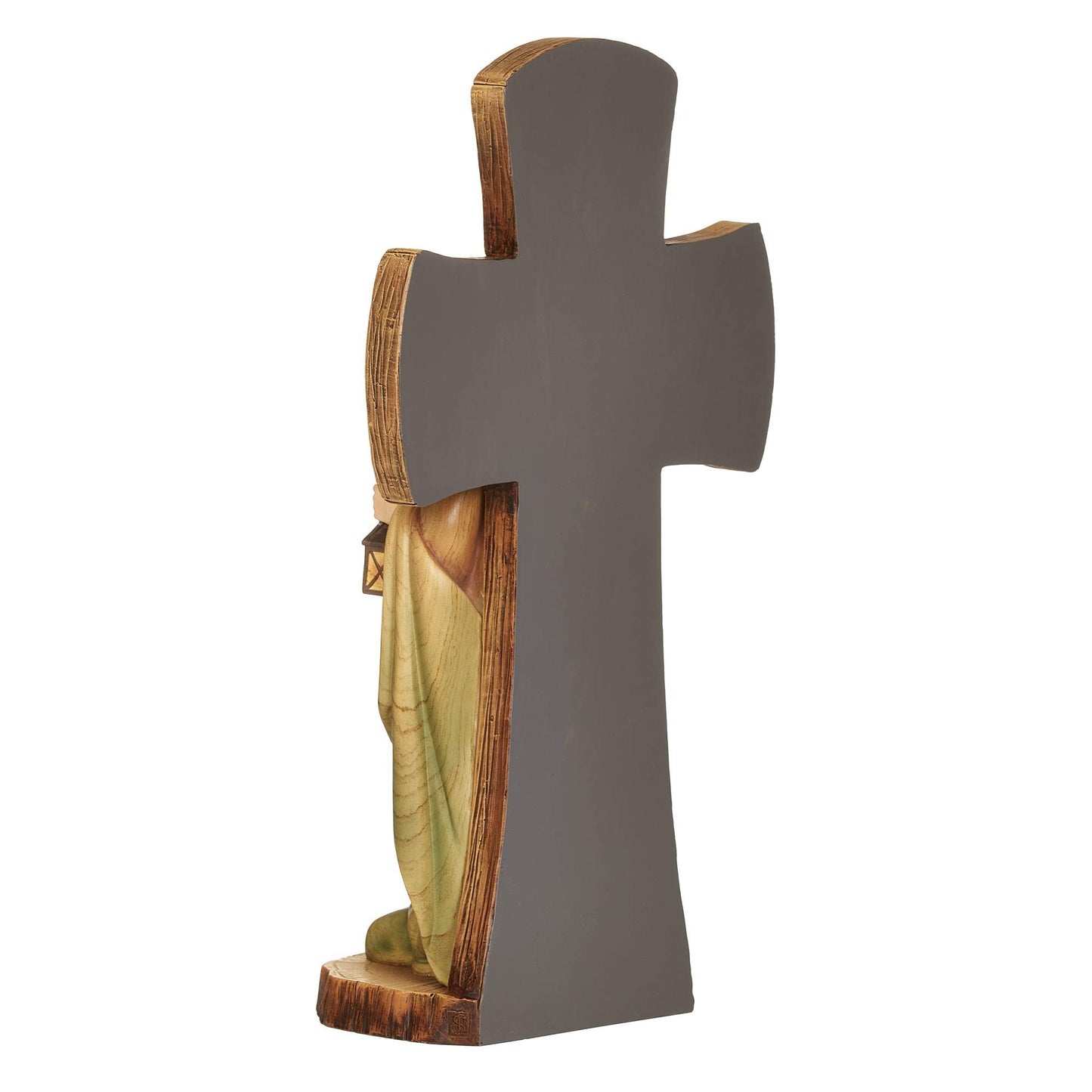 Joseph's Studio by Roman - Stained Wood Cross with Holy Family Figure, Christmas Collection, 12" H, Resin and Stone, Decorative, Collection, Durable, Long Lasting