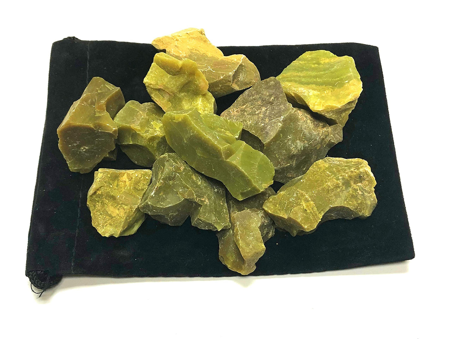 Zentron Crystal Collection: Natural Rough Green Opal Stones with Velvet Bag