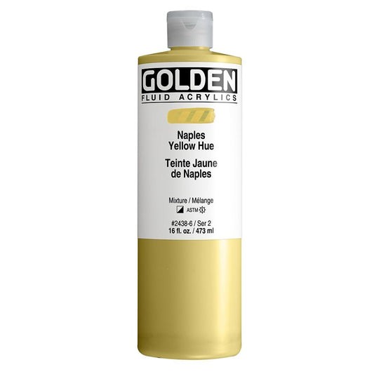 Fluid Acrylics by GOLDEN, Naples Yellow Hue, 16 fl. oz. Bottle, Professional Acrylic Paint, Semi-Opaque