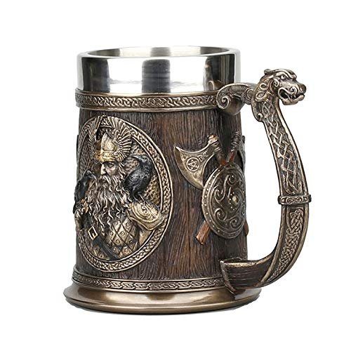 Veronese Design 5 7/8 Inch Viking Norse Gods Thor Odin Long Boat Beer Stein Cold Cast Resin Bronze Finish Statue Home Decor