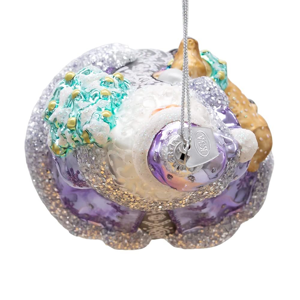 Kurt Adler 7-Inch Bellissimo Glass Periwinkle Santa Ornament
