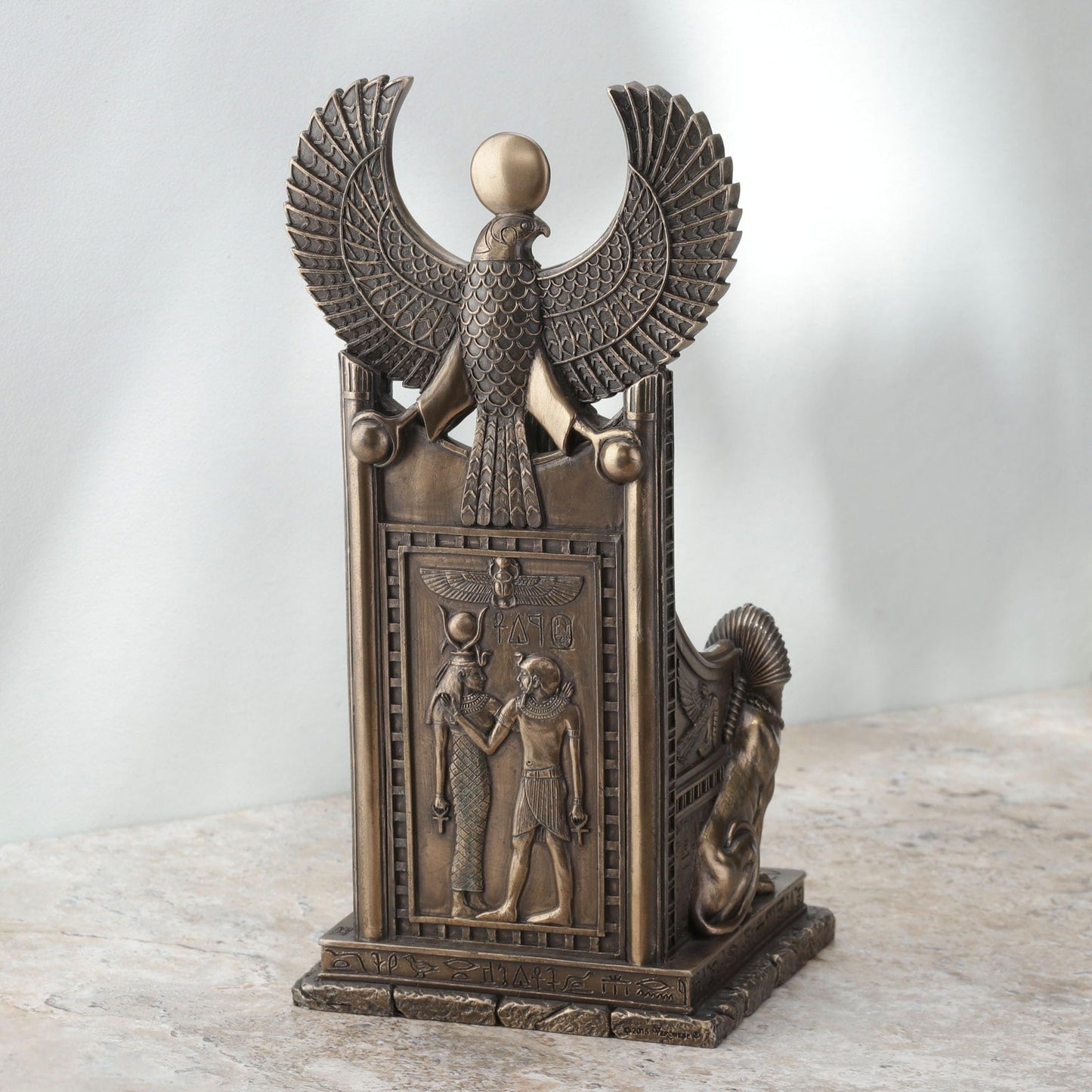 Veronese Design 11 Inch Sekhmet Egyptian Goddess of Healing Sitting on Throne Cold Cast Resin Antique Bronze Finish Statue