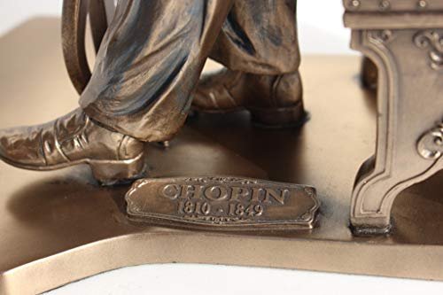 Religious Gifts Polish Music Composer Frederic Chopin Playing Piano 8 3/4 Inch Cold Cast Bronze Figurine Statue