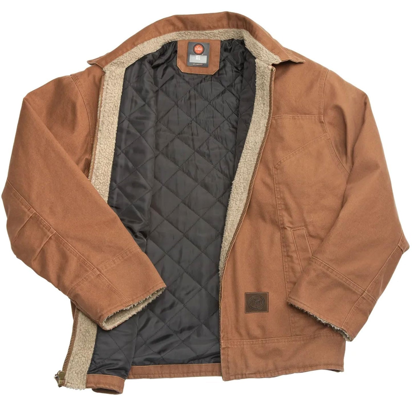 Flight Outfitters Men's Bush Pilot Rugged Weather-Resistant Outdoor Full Zip Bomber Jacket w/Quilted Lining & Sherpa Accents