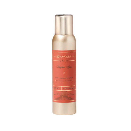 Aromatique Pumpkin Spice Fragrant Aerosol Room Spray in 5 oz Gold Bottle for Home Decor and Gift