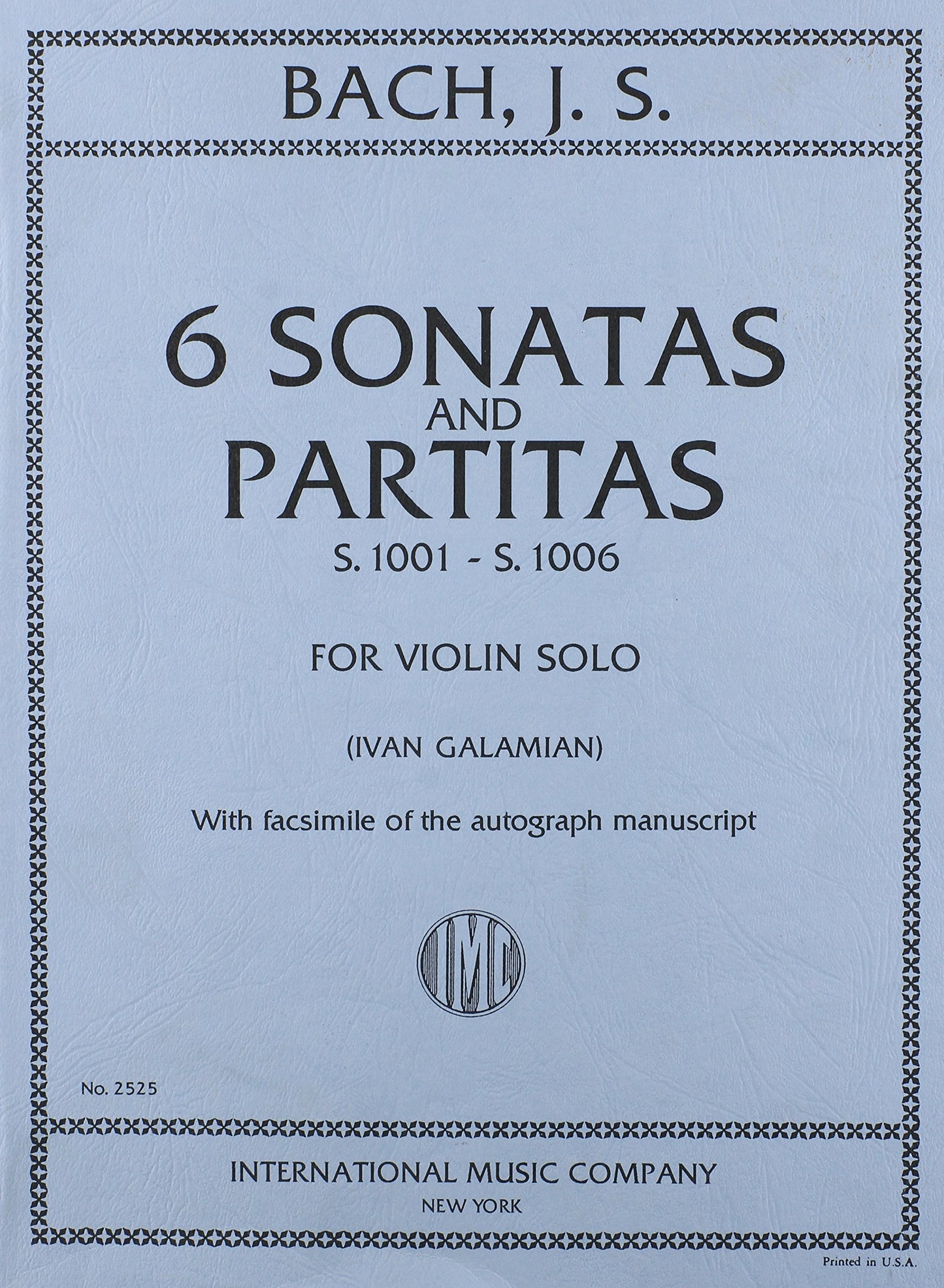 Bach, J.S. - 6 Sonatas and Partitas BWV 1001 1006 for Violin -by Galamian - International