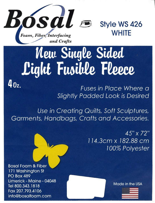 Bosal Single Sided Light Fusible Fleece 45in x 72in