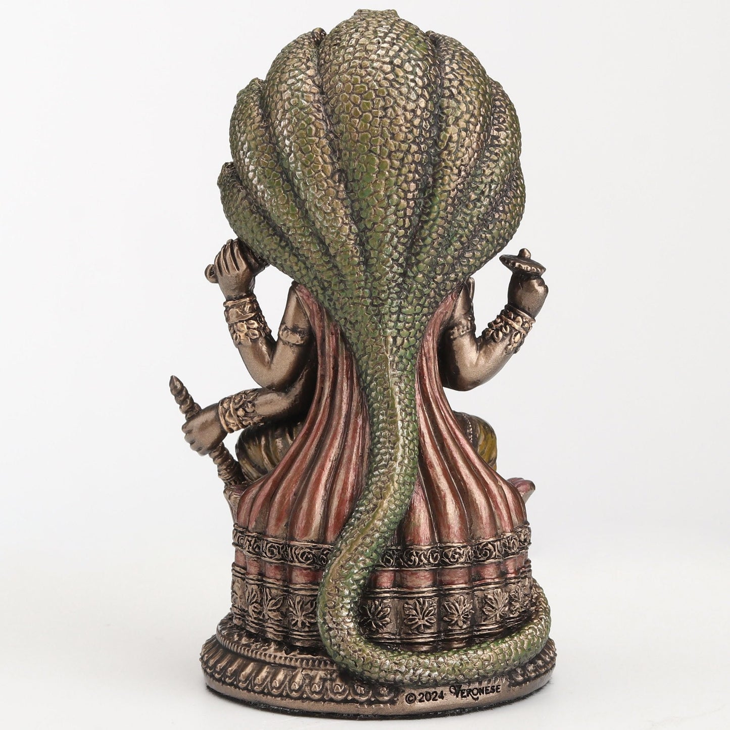 Veronese Design 3 3/4 Inch Shesha Vishnu Cold Cast Resin Bronze Finish Hindu God Idol Sculpture