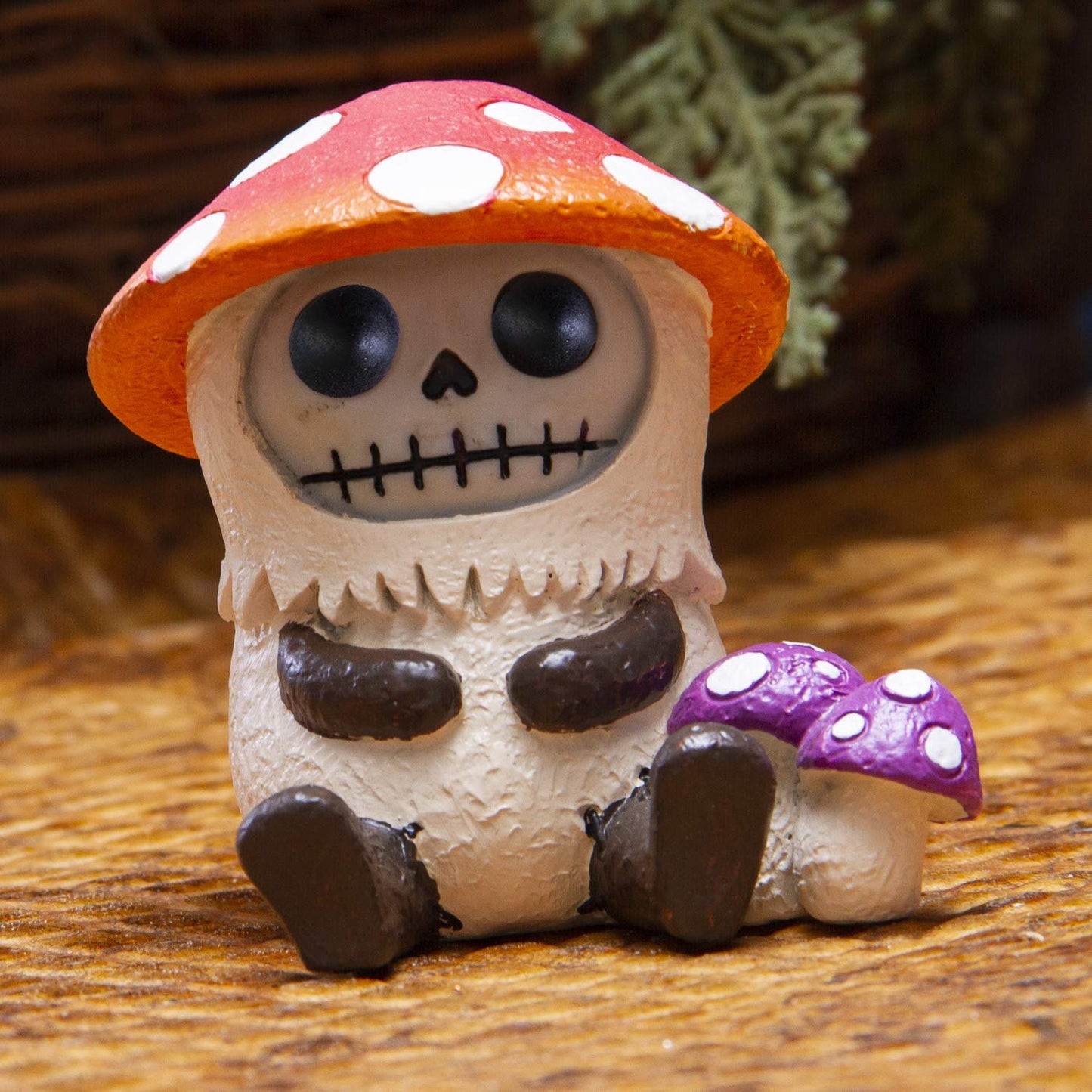 Furrybones Summit Collection Mushroom Kinoko Figurine Decorative Signature Skeleton in Mushroom Toadstool Costume 3 Inch Tall Collectible Statue