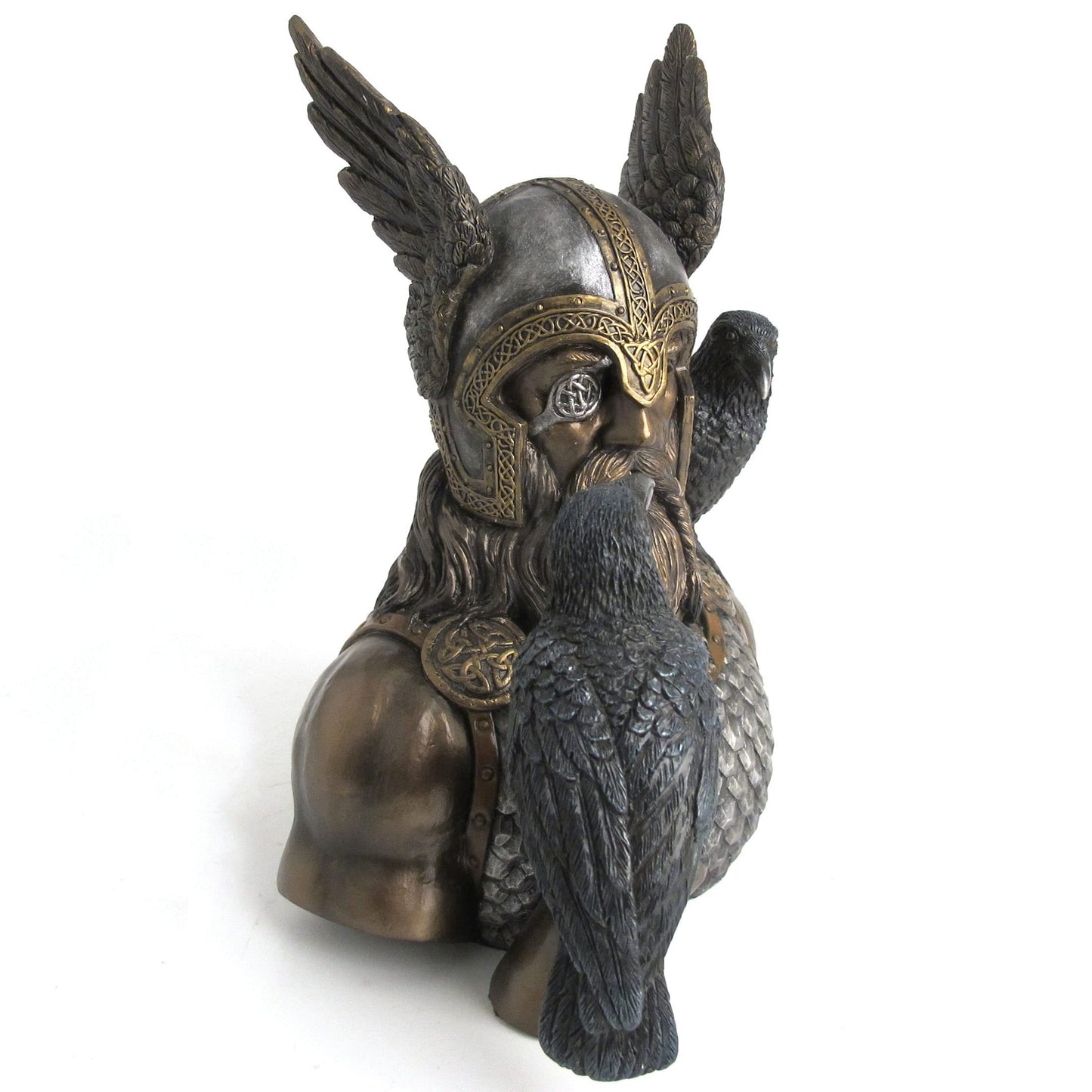 Veronese Design Norse God Odin and His Raven Hand Painted Resin Sculpture Statue