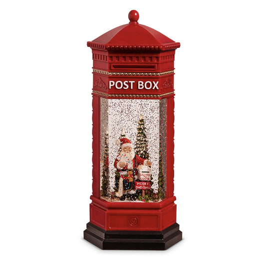 Raz Imports Santa Lighted Water Post Box, 13-inch Height, Christmas Holiday Decor