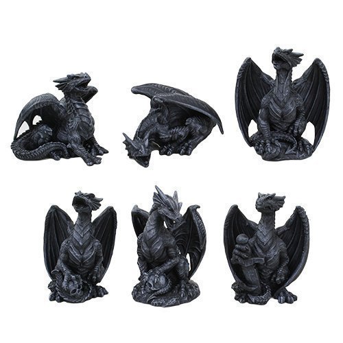 PTC 4 Inch Miniature Gargoyle Dragons Statue Figurines, Set of Six