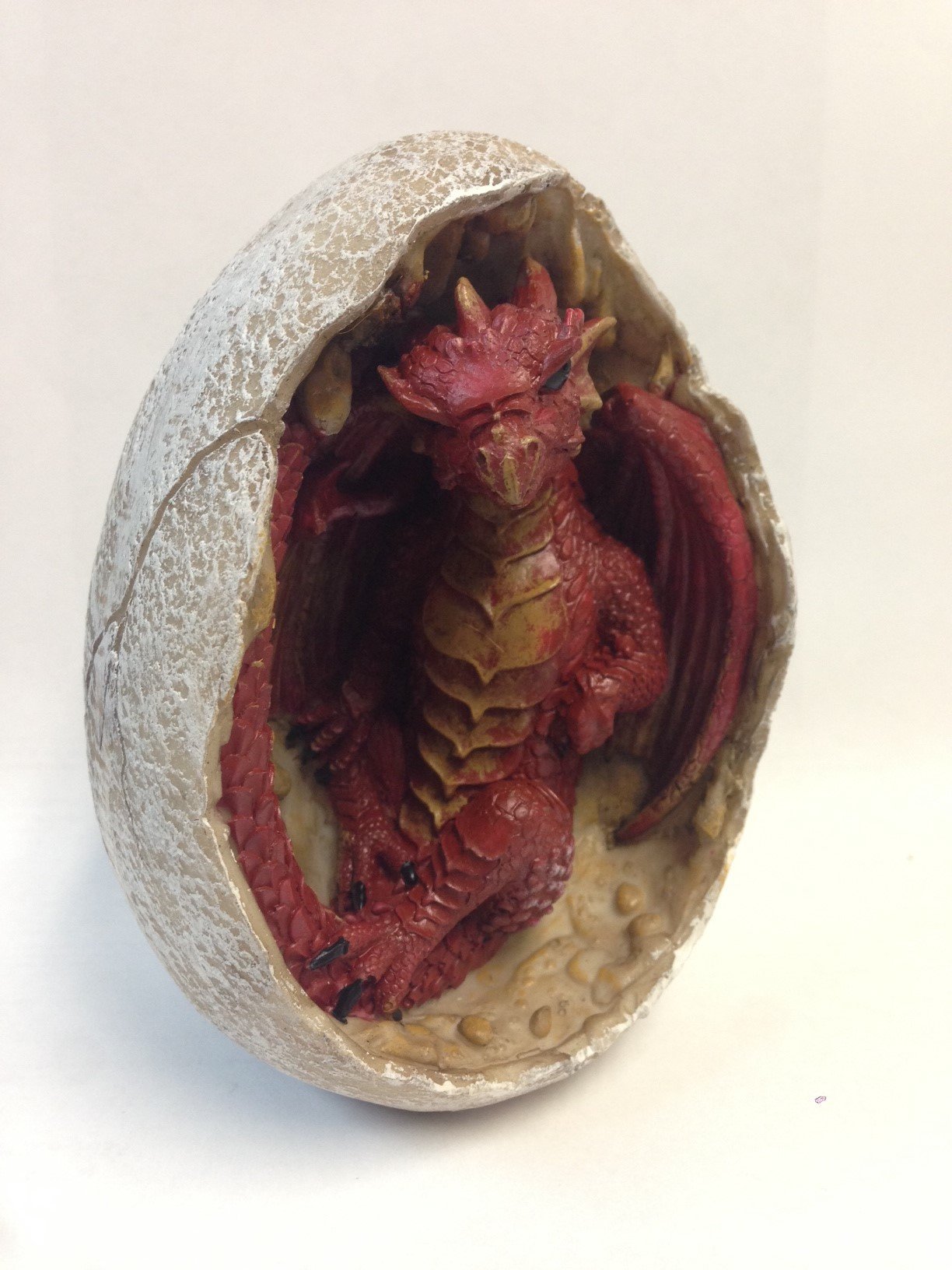 PTC 4.75 Inch Red Dragon Hatchling in Egg Casing Statue Figurine